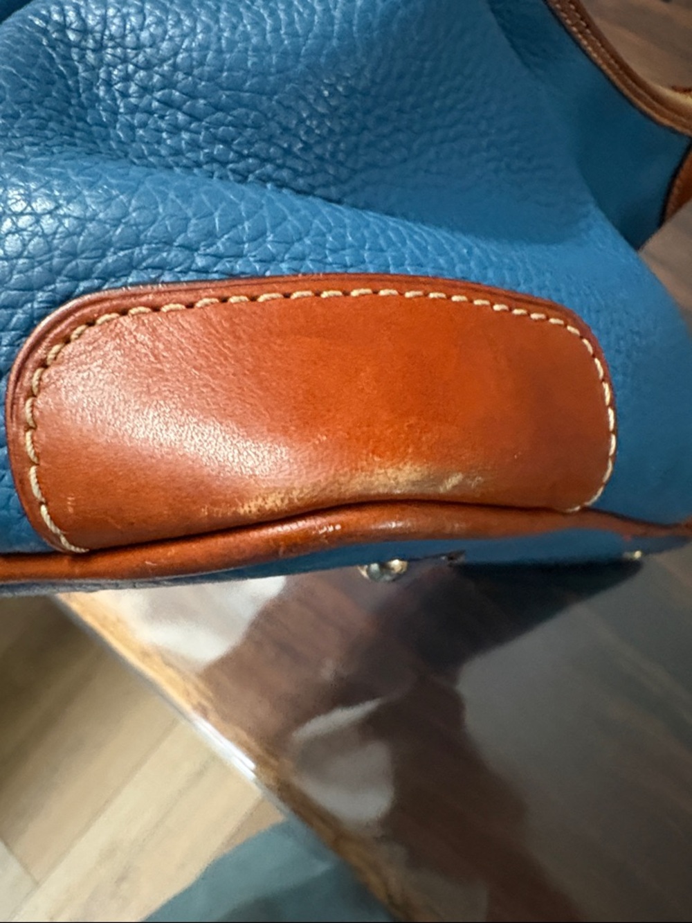 Dooney & Bourke Blue Leather Hobo with Brown Trim - Picture 17 of 17